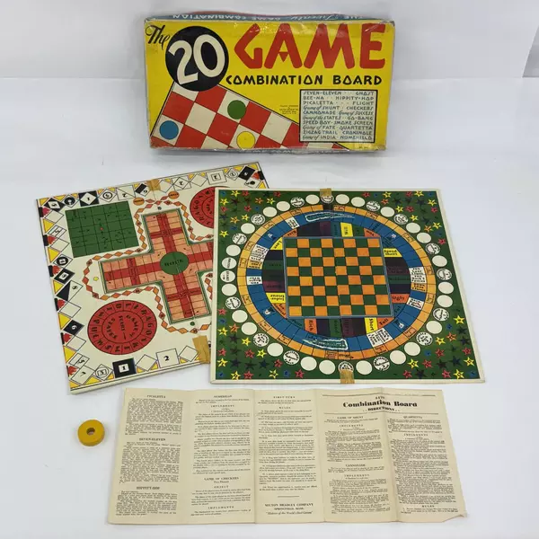 1936 Milton Bradley 20 Game Combination Board For Parts Gameboards And Box