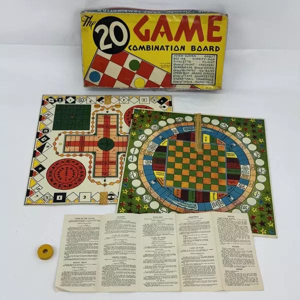 1936 Milton Bradley 20 Game Combination Board For Parts Gameboards And Box