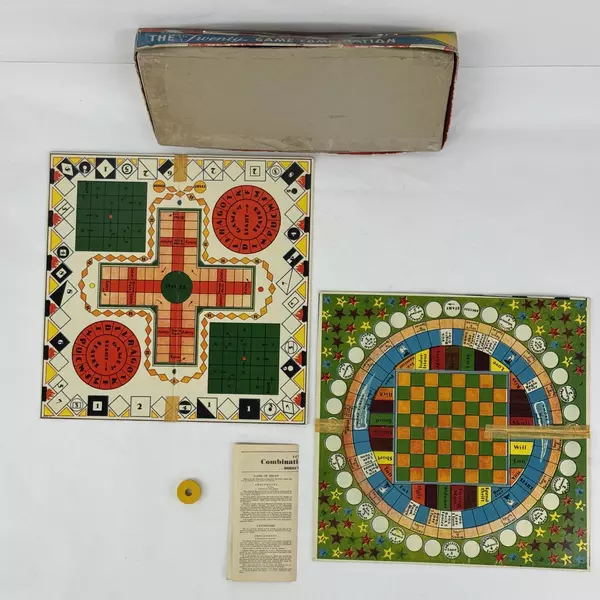 1936 Milton Bradley 20 Game Combination Board For Parts Gameboards And Box