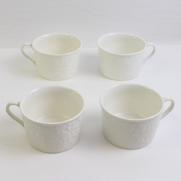 Lot Of 4 Mikasa English Countryside White Flat Coffee Cups Mugs DP900