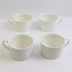 Lot Of 4 Mikasa English Countryside White Flat Coffee Cups Mugs DP900
