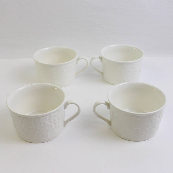 Lot Of 4 Mikasa English Countryside White Flat Coffee Cups Mugs DP900