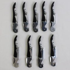 Lot Of 9 Unbranded Corkscrew Wine Bottle Opener Silver/Black 5" Long