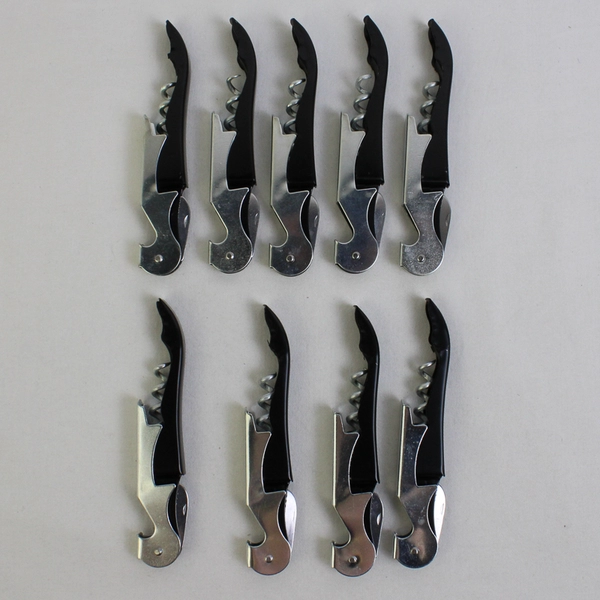 Lot Of 9 Unbranded Corkscrew Wine Bottle Opener Silver/Black 5" Long