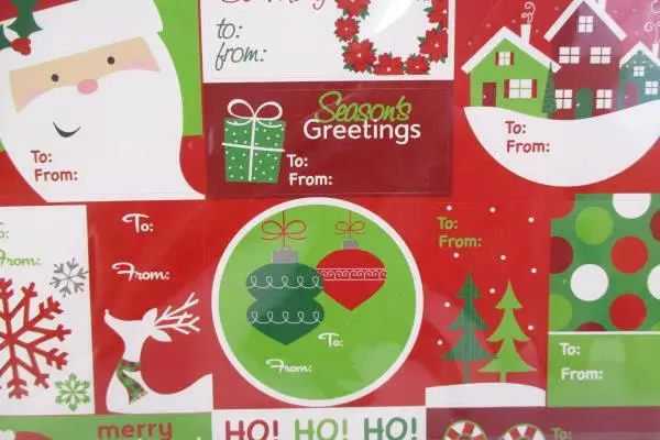 Lot of 5 Seasonal Essentials Christmas Sticker Tags 80 Count New in Package