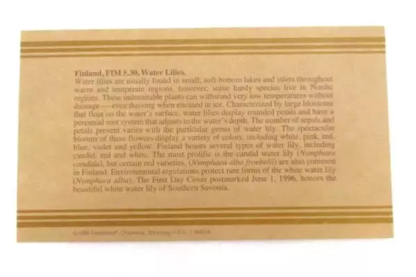 1996 Finland Water Lilies FDC First Day Cover Philatelic Profile Mint