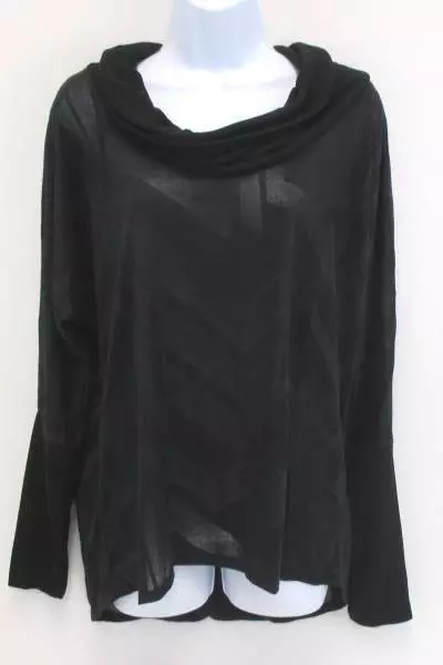 Charlotte Russe Sheer Black Cowl Neck Dolman Sleeve Top Blouse Size M