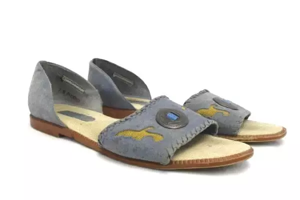 Nicole Phoenix Woven Women's 7M Blue Denim Open Toe Flat Sandals