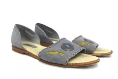 Nicole Phoenix Woven Women's 7M Blue Denim Open Toe Flat Sandals