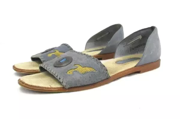 Nicole Phoenix Woven Women's 7M Blue Denim Open Toe Flat Sandals