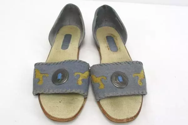 Nicole Phoenix Woven Women's 7M Blue Denim Open Toe Flat Sandals