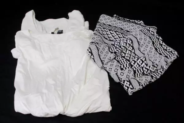 Lot of 3 Women's Medium Tops & Black/White Skirt - Forever 21, Ambiance, Russe