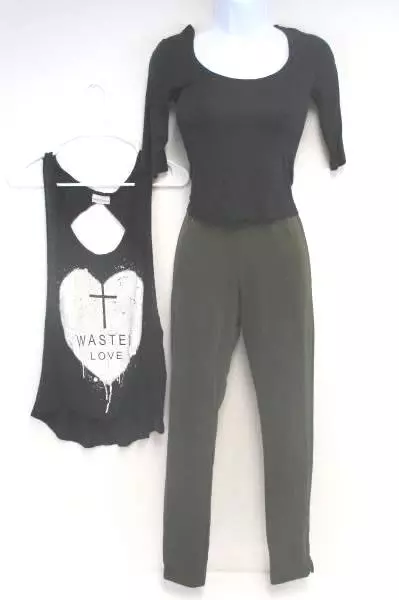 Outfit Mossimo Leggings American Rag Crop Top Mary Jane Top XS-S Mixed Lot Of 3