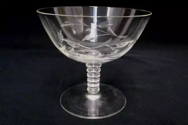 4 Replacement Etched Glass Floral Sorbet Cordial Champagne Stemware Crystal 