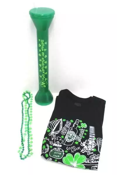 Saint Patrick's Day Lot: Women's Small Shamrock T-Shirt, 2 Necklaces & Cup