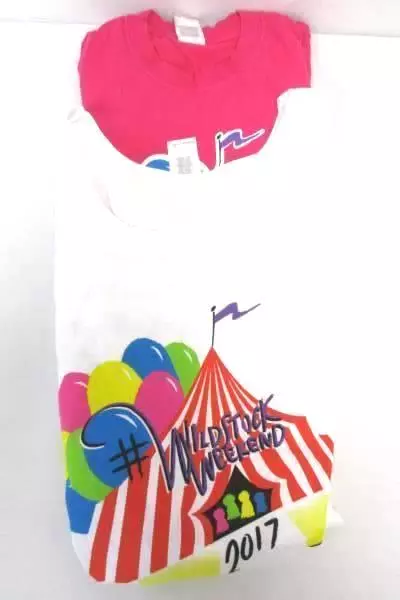 Lot of 2 Gildan Linfield College Wildcats T-Shirts Size S & M Circus Design