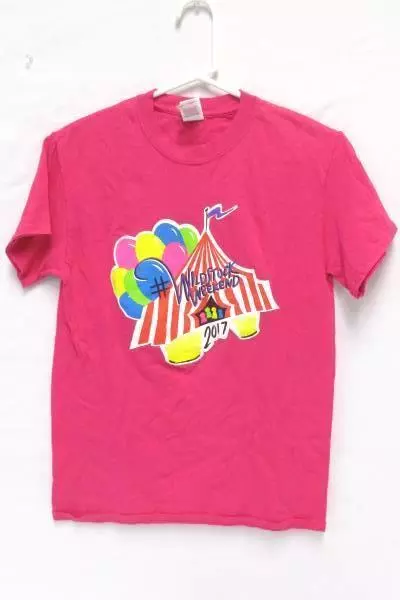 Lot of 2 Gildan Linfield College Wildcats T-Shirts Size S & M Circus Design