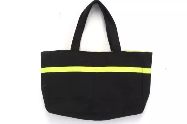 Cute Black Yellow Polka Dot Floral Tote Bag Purse - Medium Cotton Blend