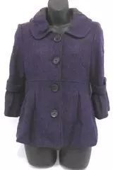 Event Purple Wool Blend Peacoat Jacket Girls' Small Flared Sleeves Buttons