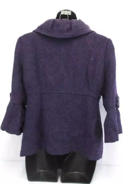 Event Purple Wool Blend Peacoat Jacket Girls' Small Flared Sleeves Buttons