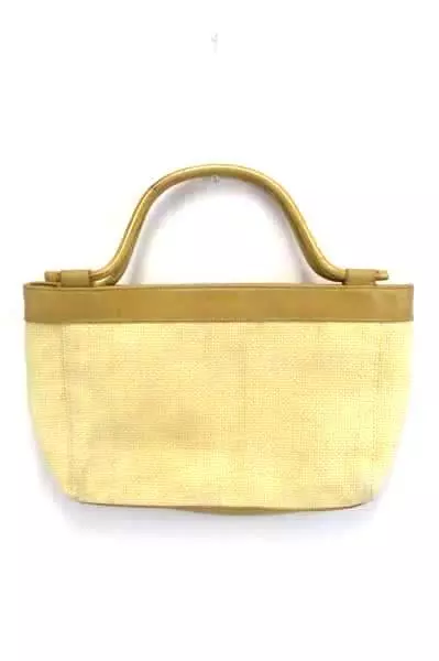 Worthington Beige Handbag Bamboo Handle 8 Pockets Pre-Owned