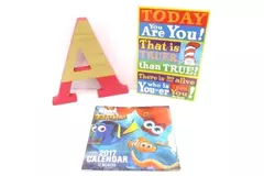 Lot of Children's Wall Décor: Dr. Seuss Poster, Finding Dory Calendar, Letter A
