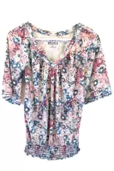 Mudd Women's Pink and Blue Floral Shirt Size Small