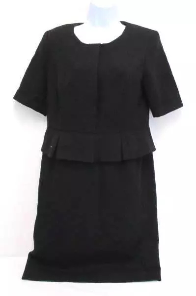 Pendleton Collection Women's Size 8 Peplum Shift Dress Pure Virgin Wool Black