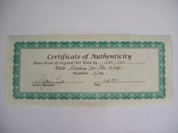 'Looking For The Soap' Painting By Geri Lee Lithograph Boy Dog in Bucket COA