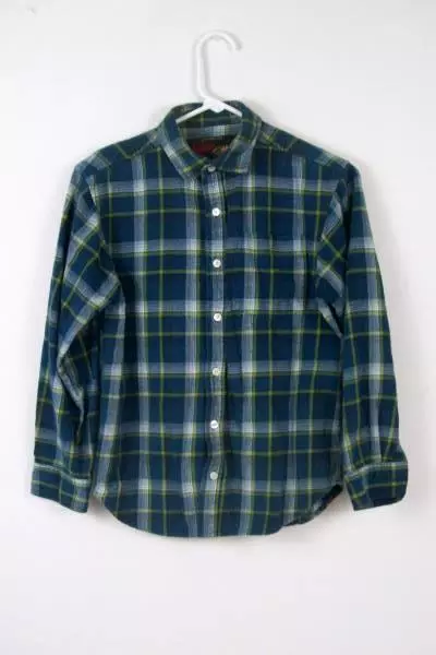 Old Navy Vintage Boy's Youth Yellow Blue Flannel Size Large