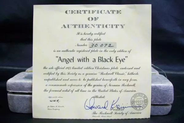 Norman Rockwell Angel With Black Eye Collector Plate w/ COA