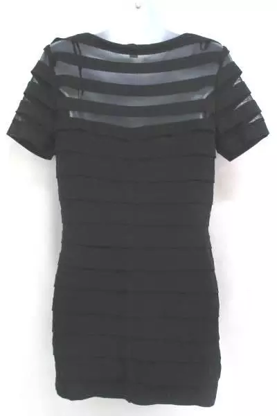 AA Studio AA Women's Black Mini Cocktail Dress Size 8 Ruffled Sheer Top