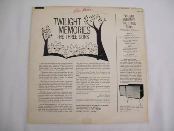 Twilight Memories The Three Suns Vinyl Record 1960 12in 33RPM RCA Victor