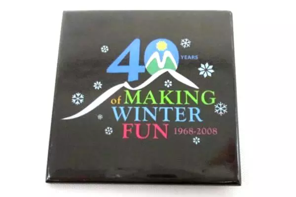 40 Years of Making Winter Fun Lapel Pin 1968-2008 Black 2"x2" Collectible