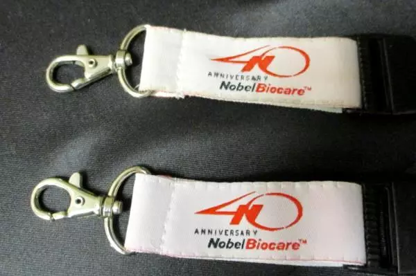 Lot of 2 Nobel Biocare 40th Anniversary Lanyards Key Chains 2005 Pink