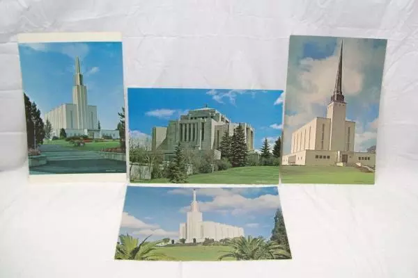 Lot Of 4 Lithographs Of Mormon Temples LDS 17" x 11" Swiss,London, And Other