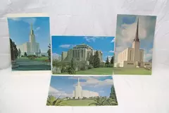 Lot Of 4 Lithographs Of Mormon Temples LDS 17" x 11" Swiss,London, And Other