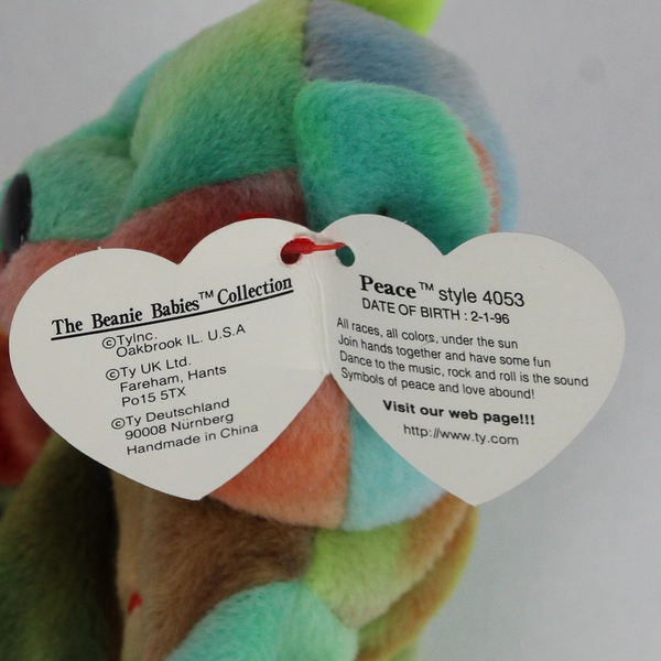 Rare 1996 Ty Beanie Baby Peace Bear with Tag Errors Retired Collectible