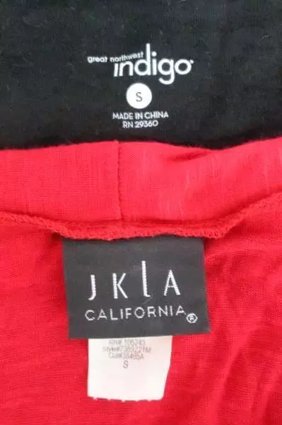 JKLA California Lot of 2 Women's Small Black & Red Open Sweater Tops