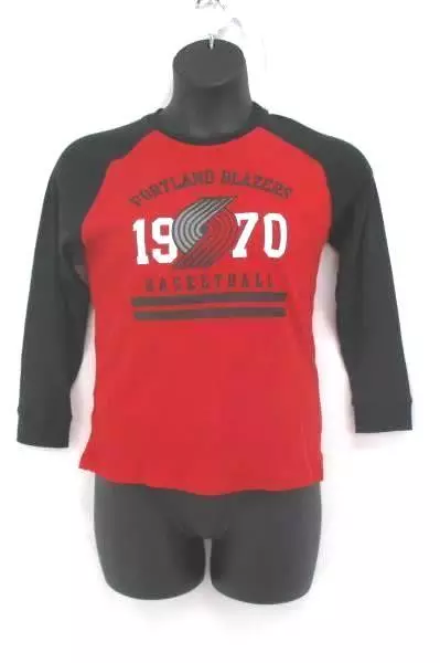 NBA Portland Trailblazers 1970 Youth L 14-16 Red Black Waffle Knit Shirt