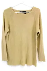 Vintage Liz Claiborne Women's Medium Beige Crewneck Sweater Long Sleeve