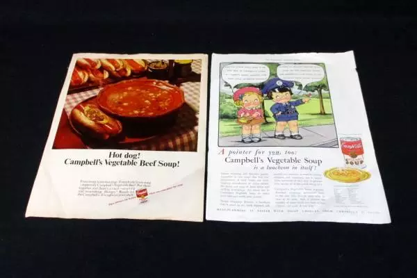 Lot of 2 Vintage Campbell's Soup Advertising Ephemera Kids Beef Vegetable