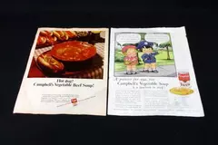 Lot of 2 Vintage Campbell's Soup Advertising Ephemera Kids Beef Vegetable