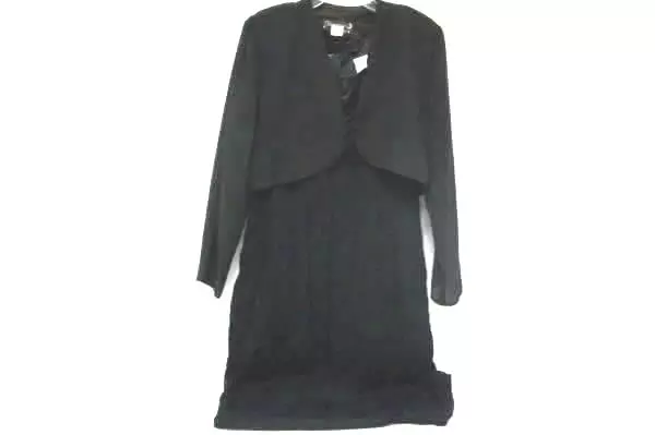 Hampton Nites Women's Long Black Formal Dress W/ Matching Cover Size 13/14