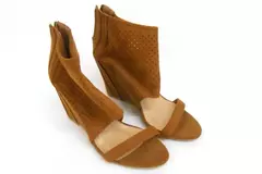Mark & Maddux Brown Ankle Cuff Wedge Sandals Size 9 Open-Toe Heels