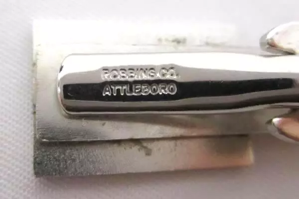 Vintage Robbins Co Attleboro Tool Design Tie Tack Clip Silvertone 1.25"