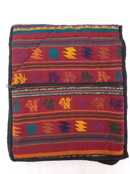 New Boho Burgundy Tribal Guatemalan Hand Woven Crossbody Bag 14"x12"