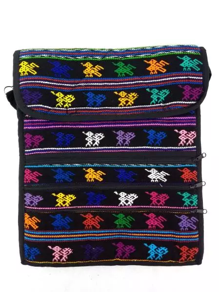 New Large Crossbody Bag Black Boho Festival Guatemalan Hand Woven Mochila 