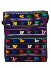 New Large Crossbody Bag Black Boho Festival Guatemalan Hand Woven Mochila 
