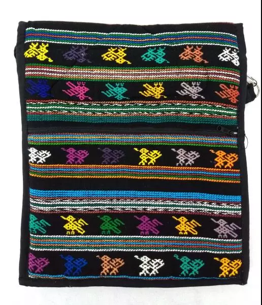 New Large Crossbody Bag Black Boho Festival Guatemalan Hand Woven Mochila 